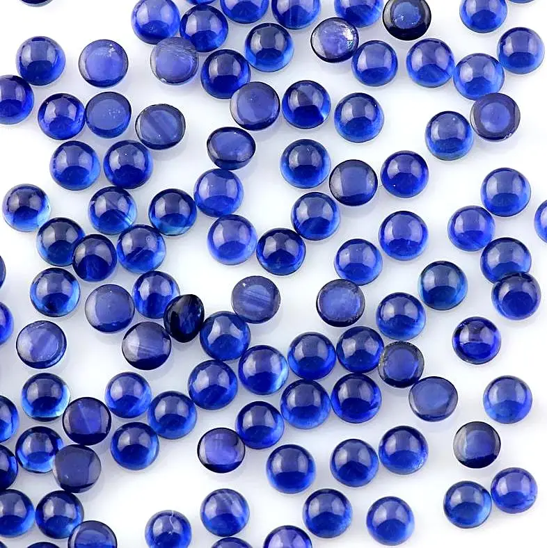 Natural Round Shape Smooth Blue Sapphire Loose Gemstone Polished Cabochon Making Jewelry wholesale price