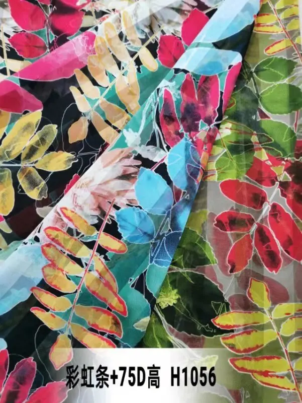 Elegant flower printed silk satin stripe chiffon georgette Dubai China fabric