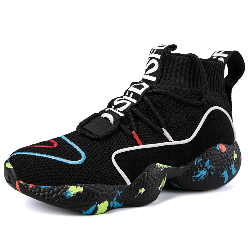 2023 Factory Wholesale Big size 35-47 Fashion Trendy Men Walking Shoes High Top Lace-up Socks Casual  Shoes Men Sneakers