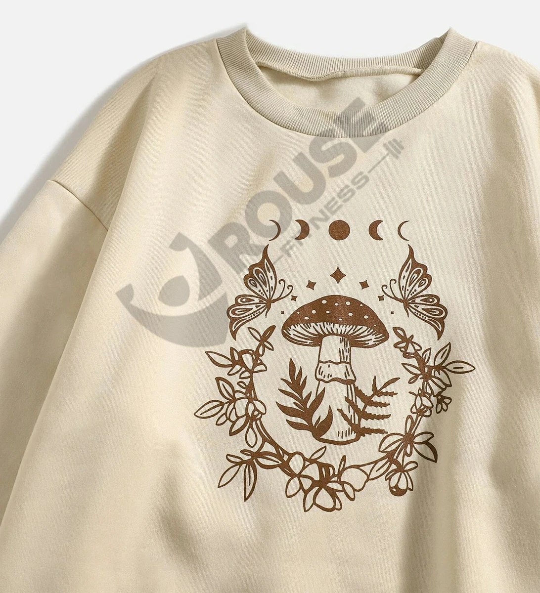 ROUSE 2023 New Arrival Women Mushroom & Butterfly Custom Graphic Printed Sweatshirt
