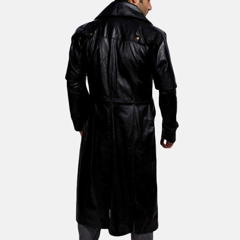 
Top quality custom men winter parka long trench coat windbreaker leather coat 