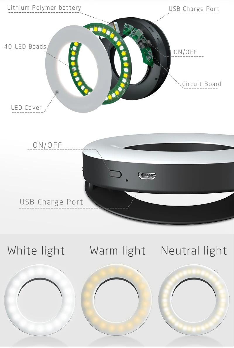 best sellers Universal luz para selfie LED Cell Phone Camera LED Selfie ring Light for Smart Phone