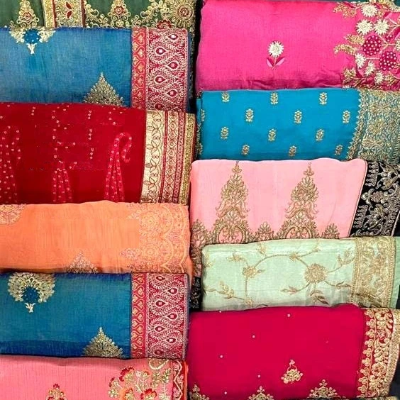 
 Mayur Sarees New Heavy Mix Fabrics & Heavy Stone Work Sarees  