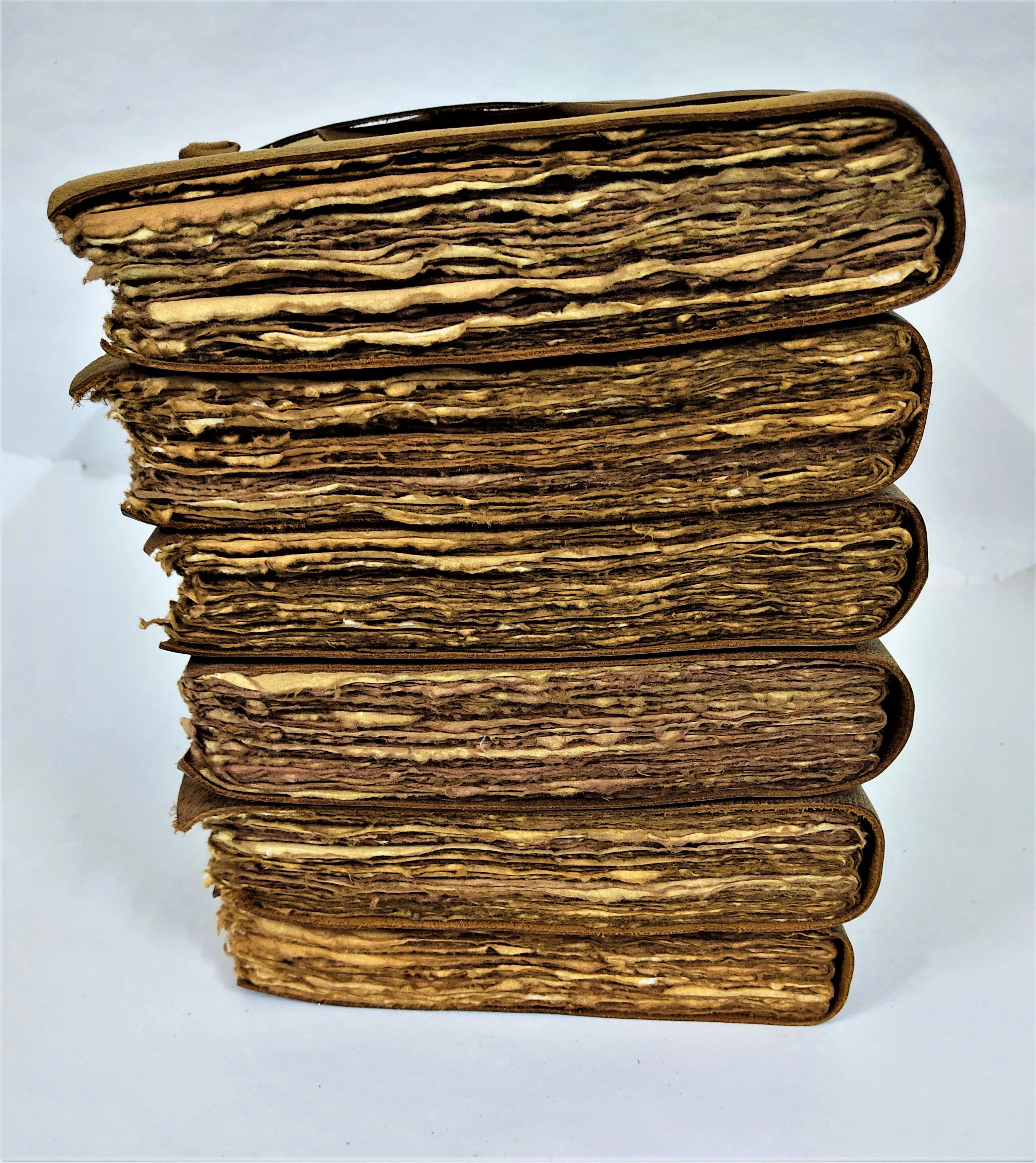 Уникальный стиль продажи 7 5x5 коричневый винтажный кожаный журнал ручной работы A5 блокнот в бумажном переплете с краем края переработанной бумаги