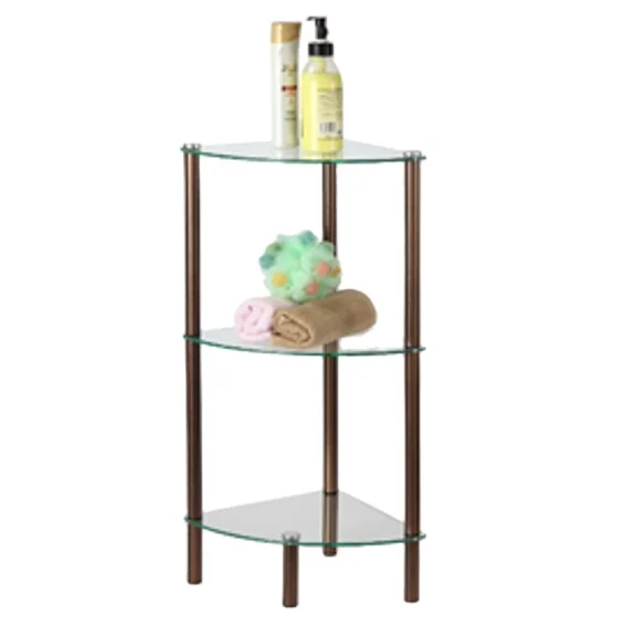 
 Бесплатный образец экономический 3 яруса кружевных угловая металлическая стеклянные бытовые полки для ванной, спальни, кухни, сплошные бытовой  