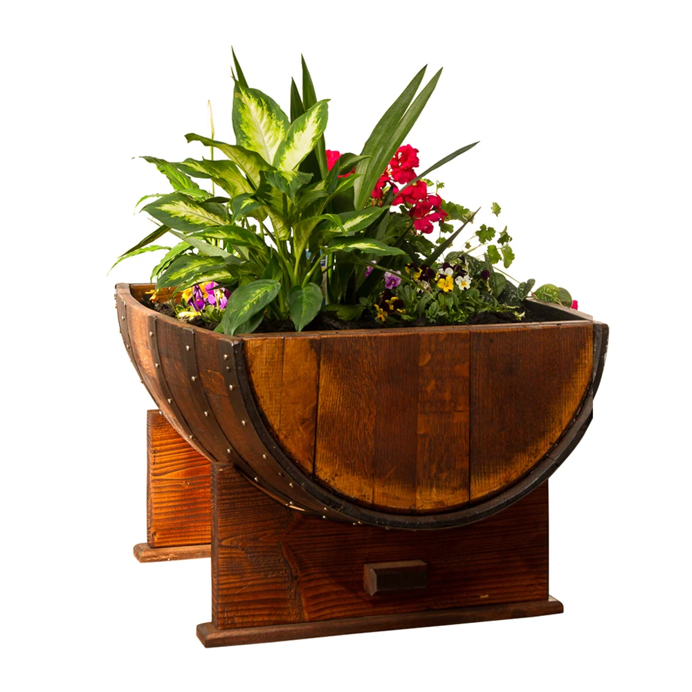 
Sonoma Half Barrel Planter Wood Barrel Planter Garden Box Pressure Treated Planter Wood Stand Wooden Barrel Pots 
