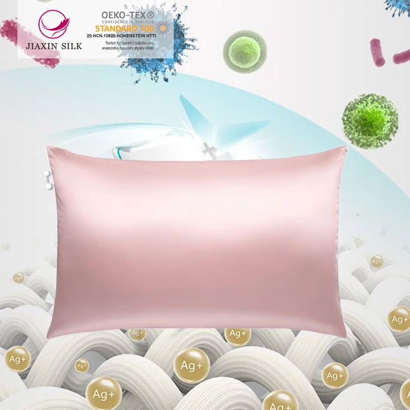 Silver ion infused 100% Natural Mulberry Silk Pillowcase for Hair and Skin Both Sides Grade 6A Silk pillow case