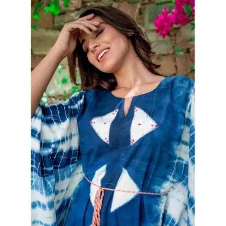 Newly Printed Tie Dye Kaftan Ankle Length Short Sleeve Printed Kaftan Women Summer Beach Coverup