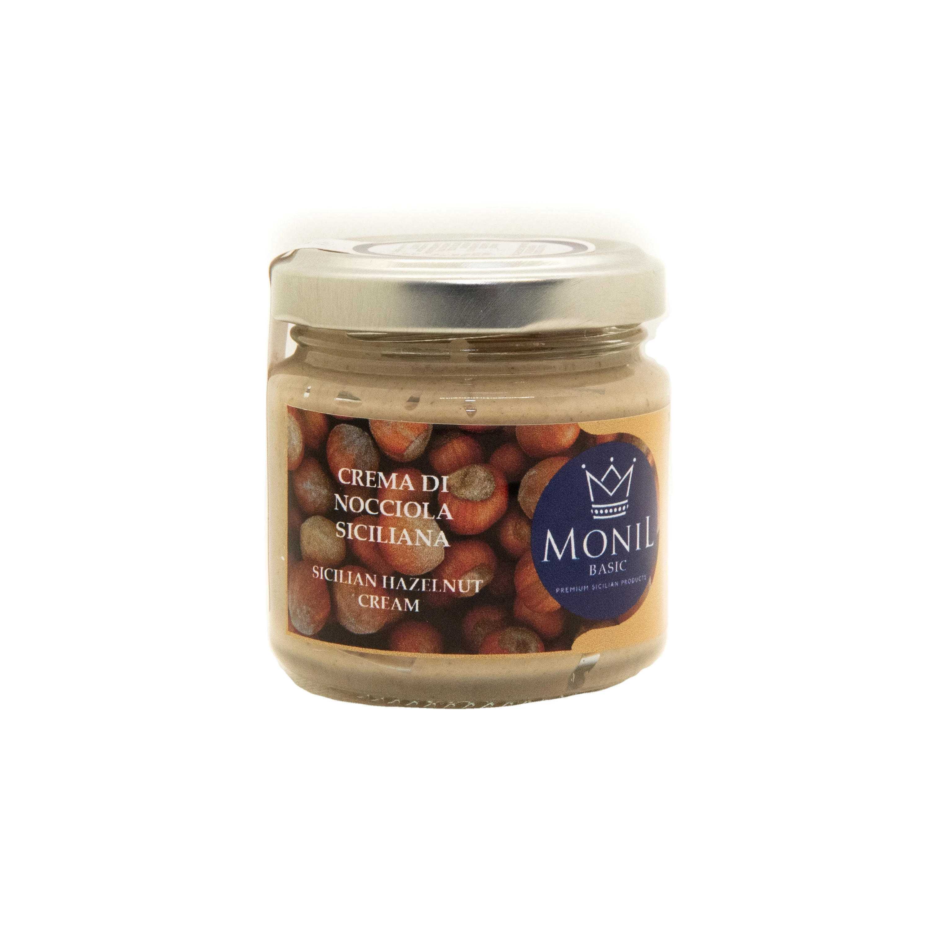 
Sicilian hazelnut cream 90 gr MONIL Basic, spread cream without palm oil and with 36% Nebrodi hazelnut 