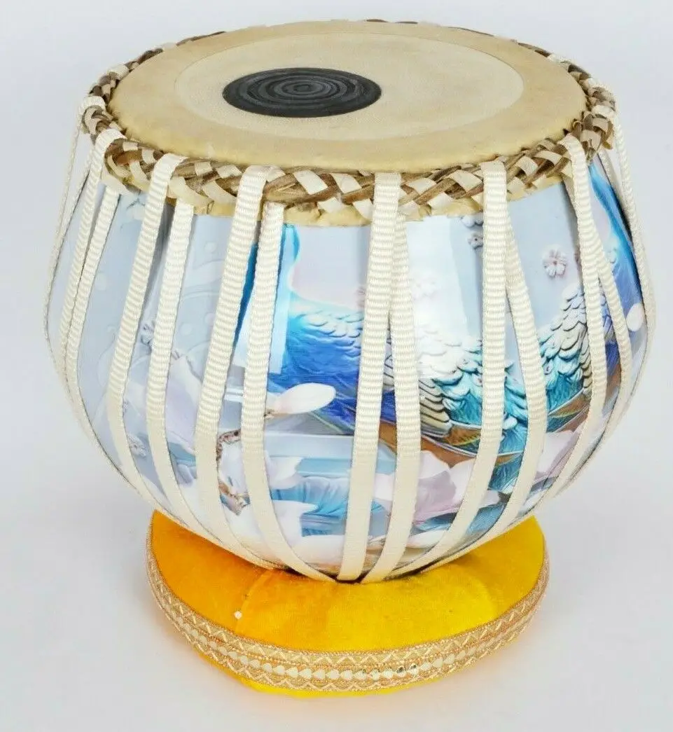 Professional High Quality Musical Instrument Brass 3D Print Tabla Set With Bag