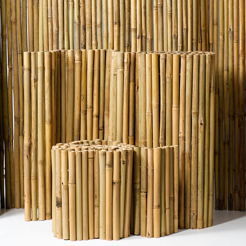 High Quality Bamboo Slat Rolled Fence Bamboo Slat Screening Half Round Black Bamboo Fence Size Customized +84947900124