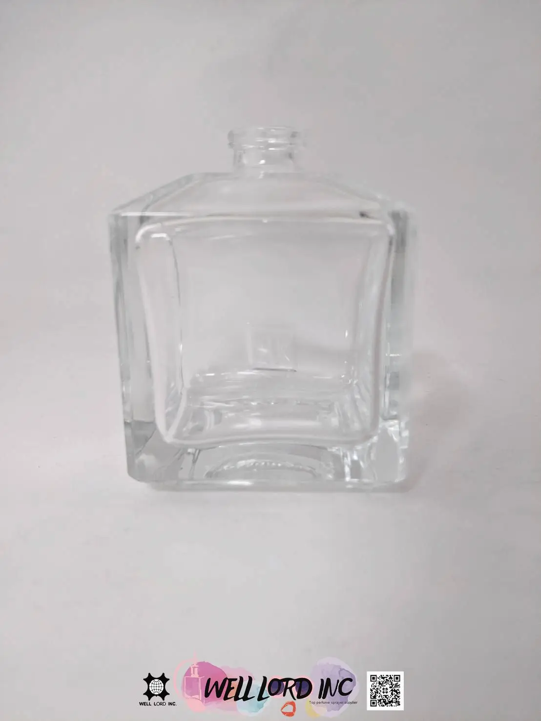 Customization empty 75mL square glass bottle crimp neck gold cap perfume bottle packaging