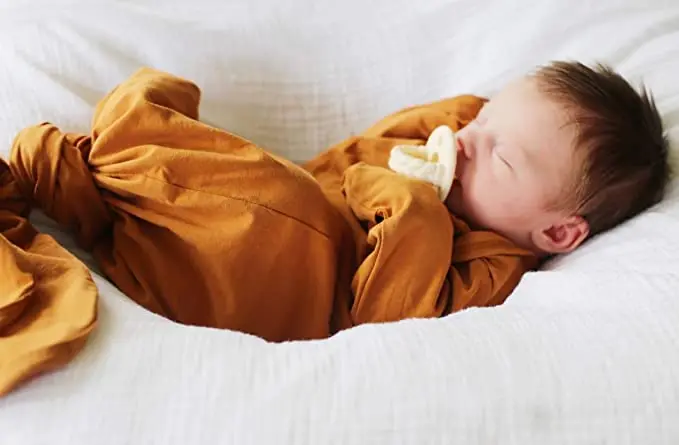95%Bamboo 5%Spandex Organic very Soft breathable light weight Knitted stretchy premium quality knotted sleeping gown for baby