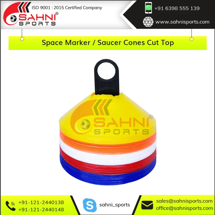 High Quality Soft Plastic Made Cut Top Space Marker / Saucer Cones Manufacturer