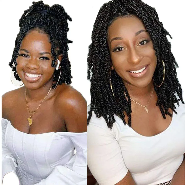 Pre-twisted Spring Twist Crochet Hair Extensions Afro Spring Twist Braids Hair Synthetic Fiber Solid And Ombre Color Spring Hair