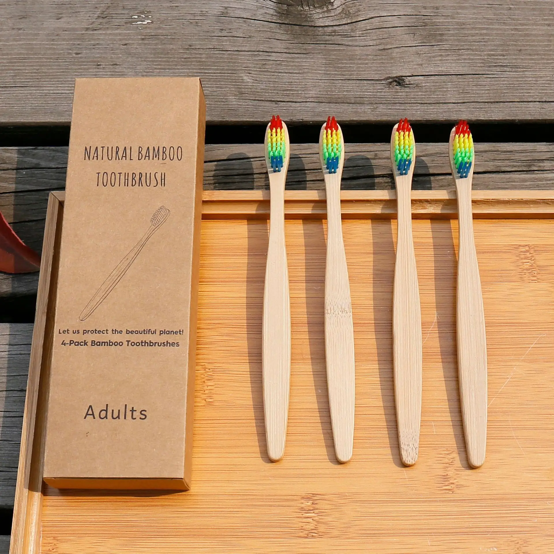 Wholesale Colorful 100% Biodegradable Hotel Travel Organic Bamboo Toothbrush