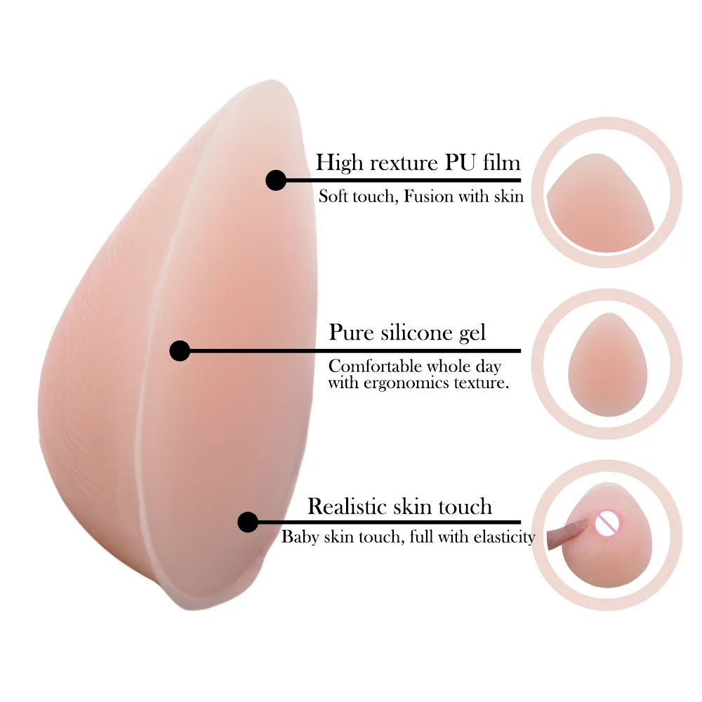 Высокое качество, сертификат, телесные самоклеящиеся треугольные груди 700 г, большие груди для мастэктомии
