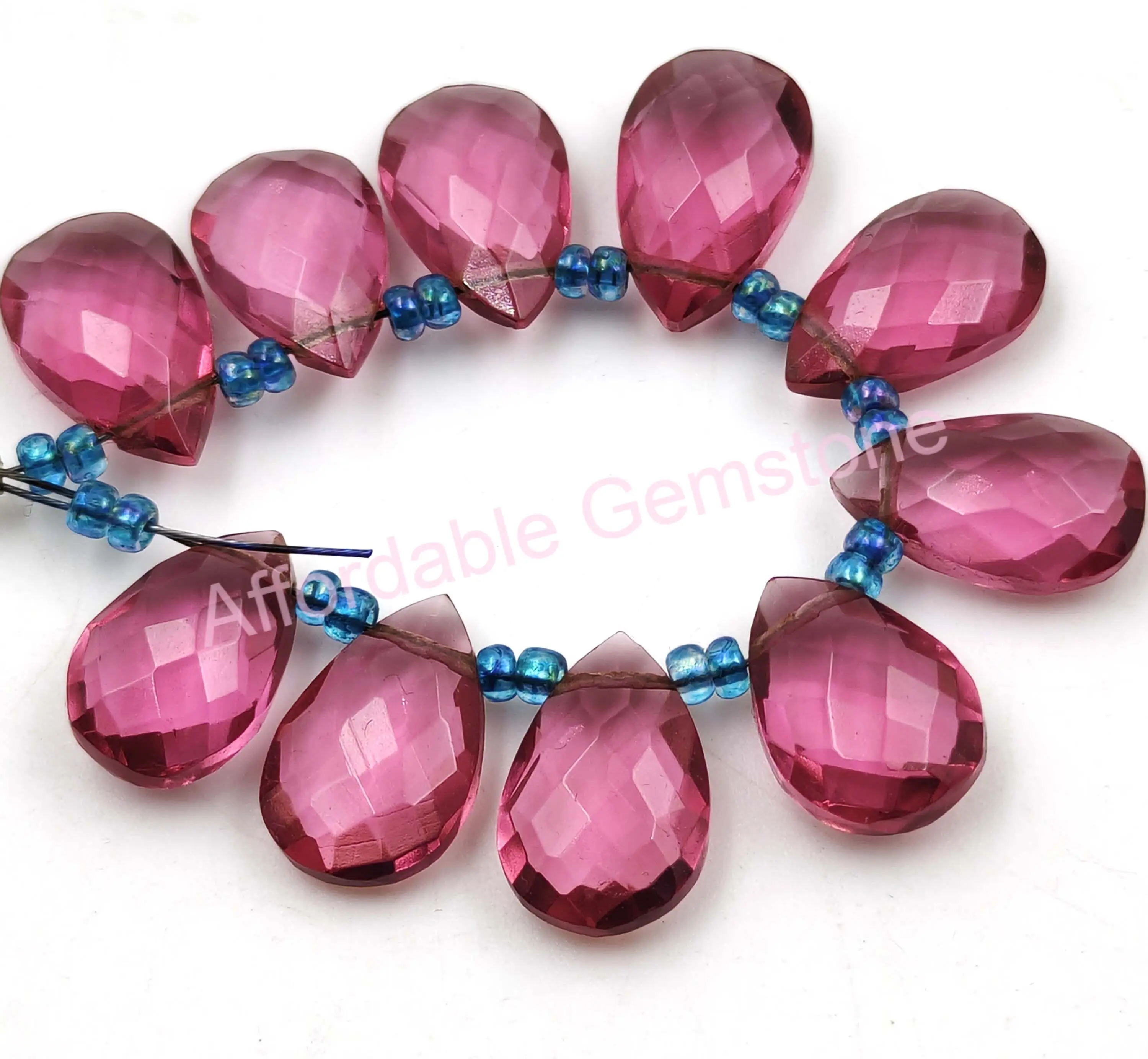 Ruby lite quartz polished gemstone faceted beads handmade beads delicate jewelry pear shape stone jewelry making stones