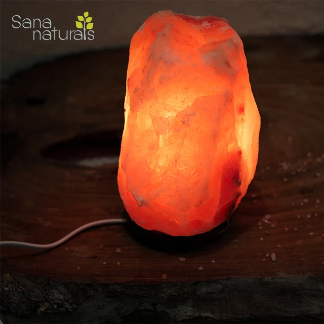 Гималайские соляные лампы ручной работы для украшения дома с деревянным основанием