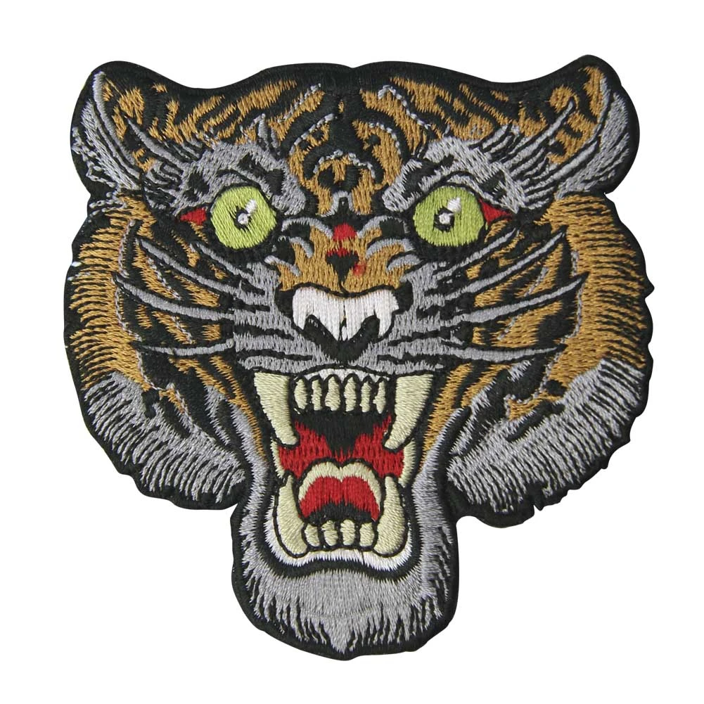 Manufacturer Quality Custom patches iron logo embroidery patch for clothing Tiger animal patches 3D
