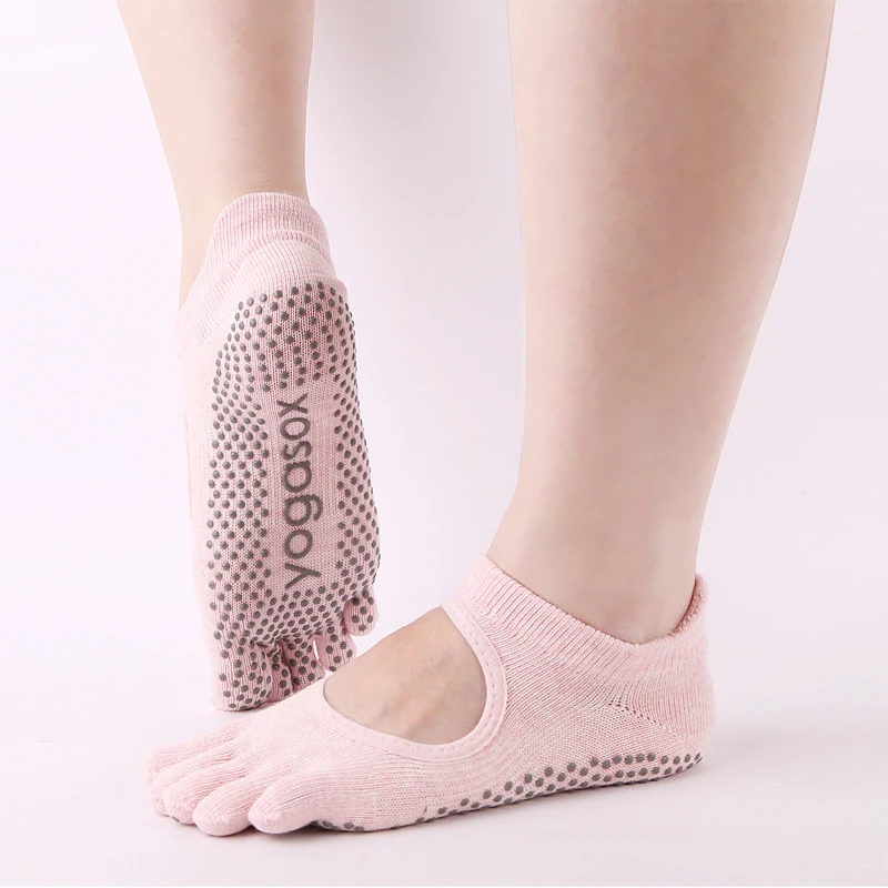 Factory wholesale cheap hot spring gel open toe yoga five finger socks trampoline socks