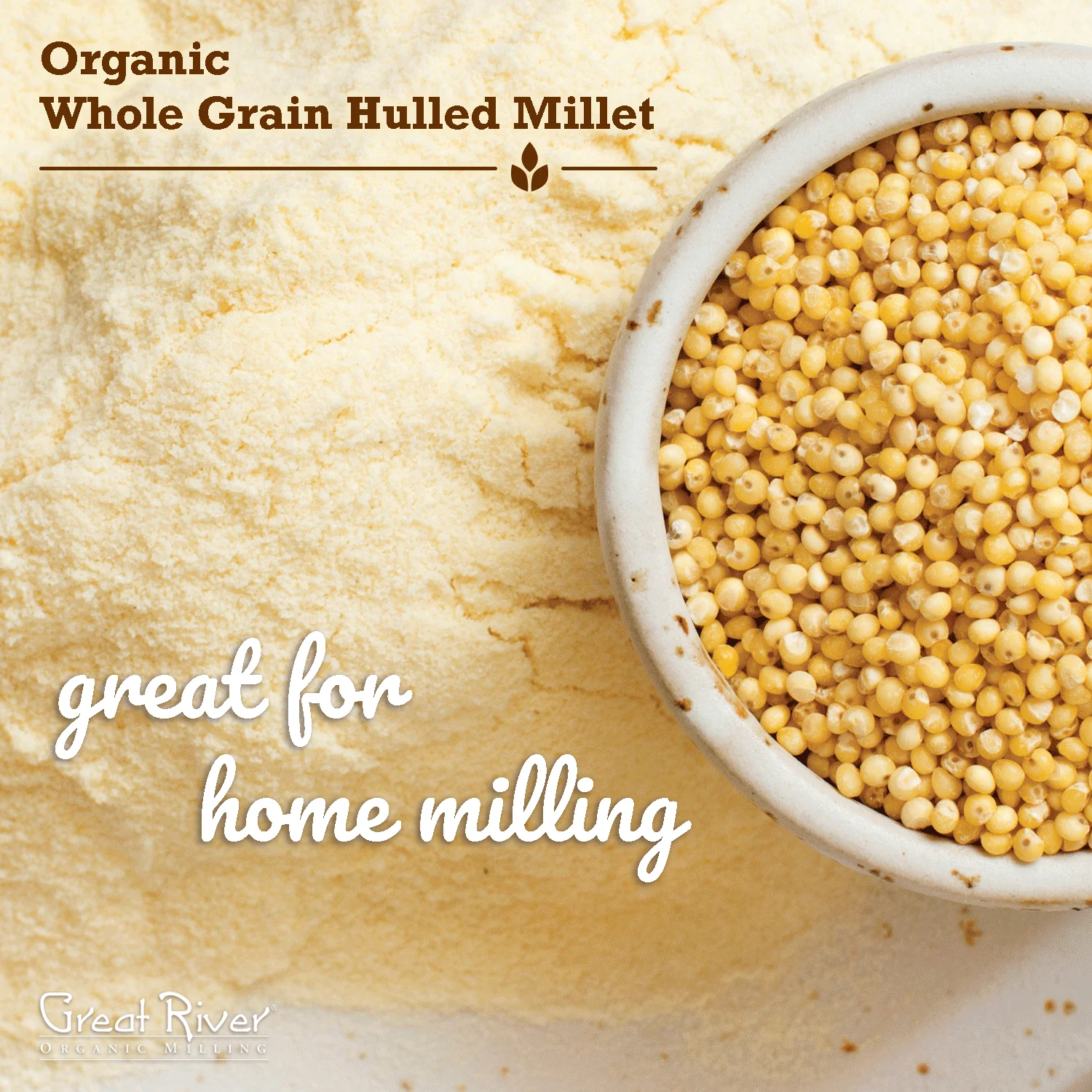 GREAT RIVER ORGANIC MILLING - Whole Grain, Hulled Millet, Organic, 25-Pounds (Pack of 1) Whole Wheat Flour