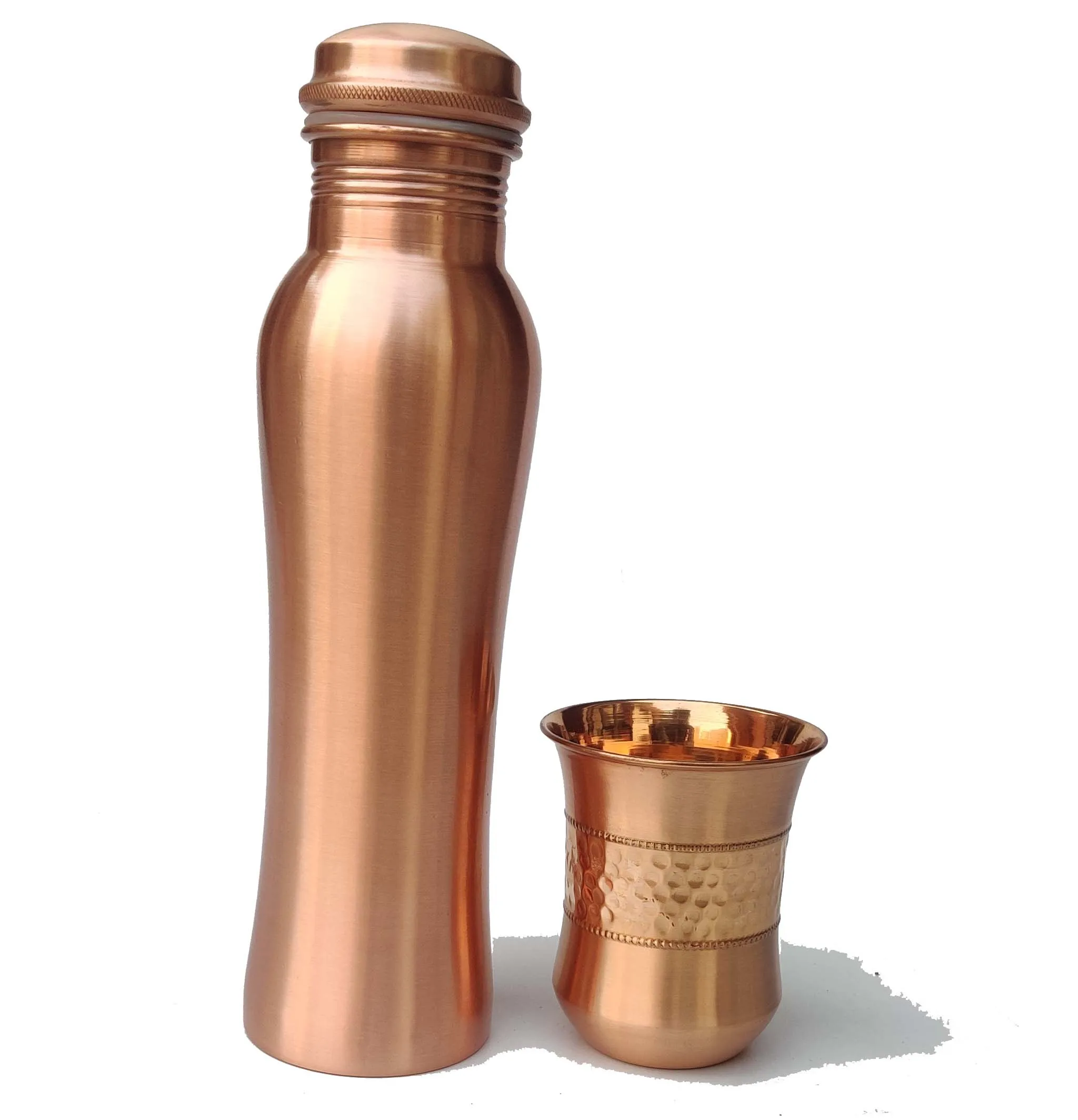 New Design 32oz Sports Curved Copper Water Bottle Matte Finished Joint Less Leak Proof  Vessel Healthy Metal Flask