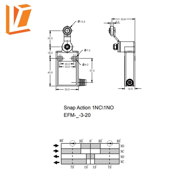 EFM-V-3-20 Short Lever type 10A Safety Door Limit Switch