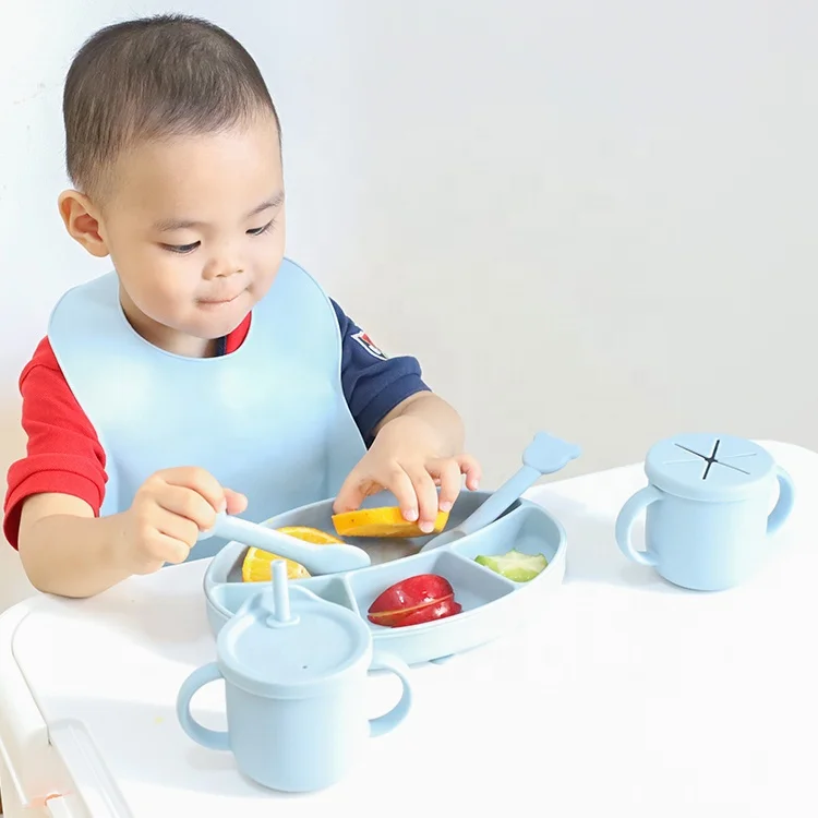 Customized food-grade non-slip baby silicone supplementary food  toddler feeding set ,Platos De Silicona Bebe