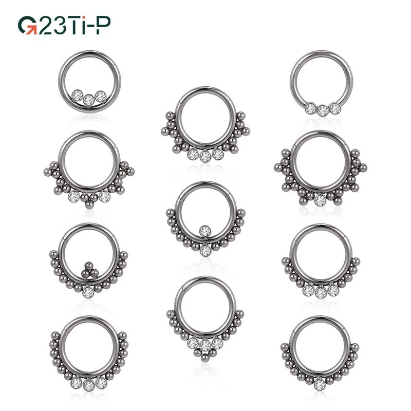 G23 Titanium bling cute cz rhinestone slave septum piercing nose ring for women