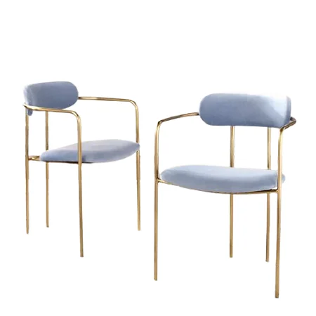 Set of 2 Iron Chairs Customized Shape And Size Gold Color Solid Iron Chairs At Cheapest Price