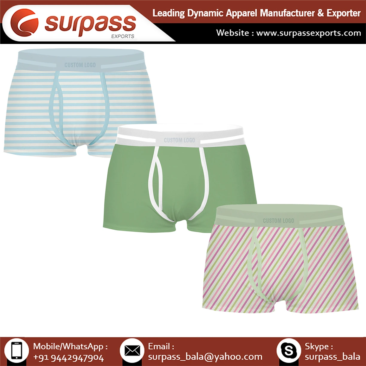 Customized design available in men boxer underwear shorts