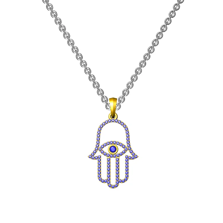 
Hamsa Hand Necklace Connector Jewelry Evil-Eye Of Stainless Steel Pendant 2021 Sterling Silver Women Designer Famous Brands Set 
