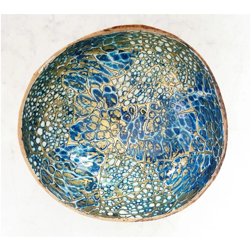 Polished Blue Mother Of Pearl Inlaid Coconut Bowl Wholesale from 100% natural best price made in Vietnam