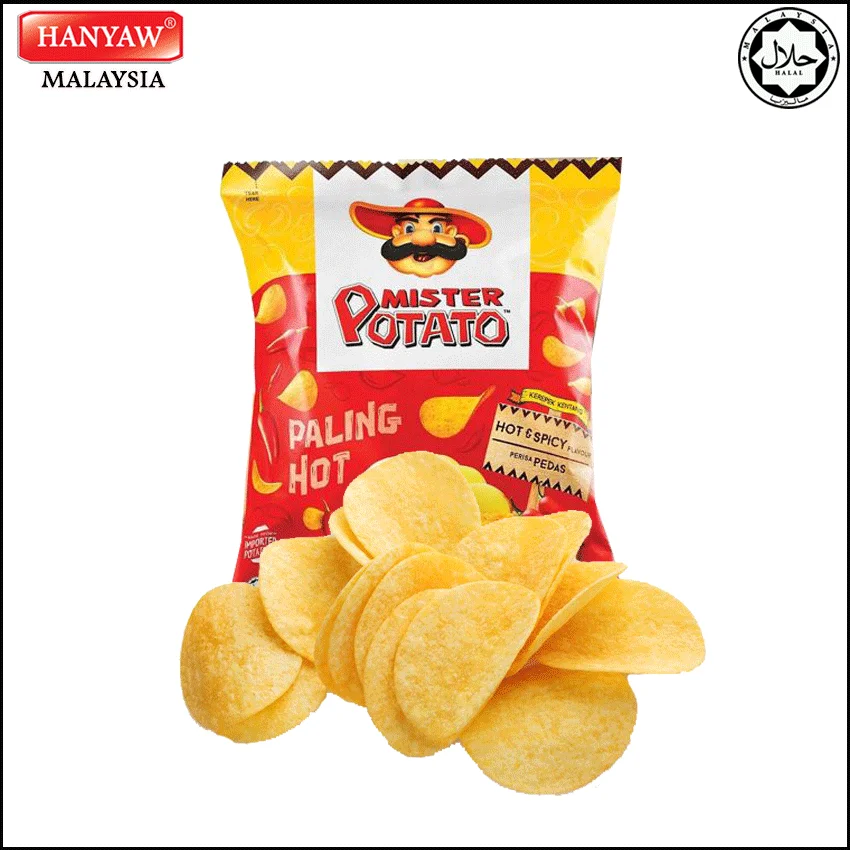 [Малайзия] Быстрая доставка + Сертифицированный Халяль мистер картофель горячие и пряные чипсы (6 пакетов x 20 15 г/картонная коробка)