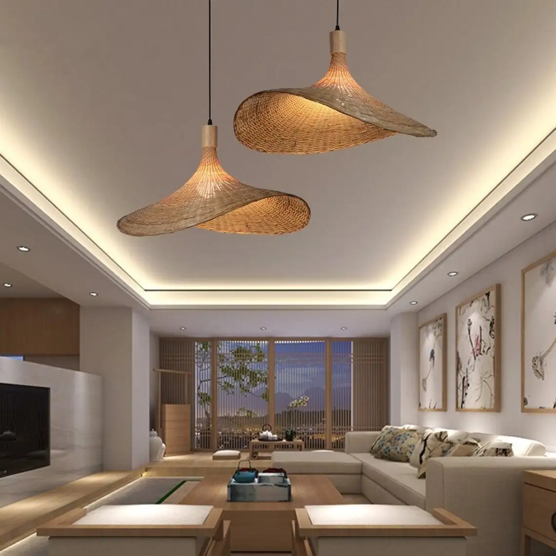 High Quality Modern hand woven bamboo lamp