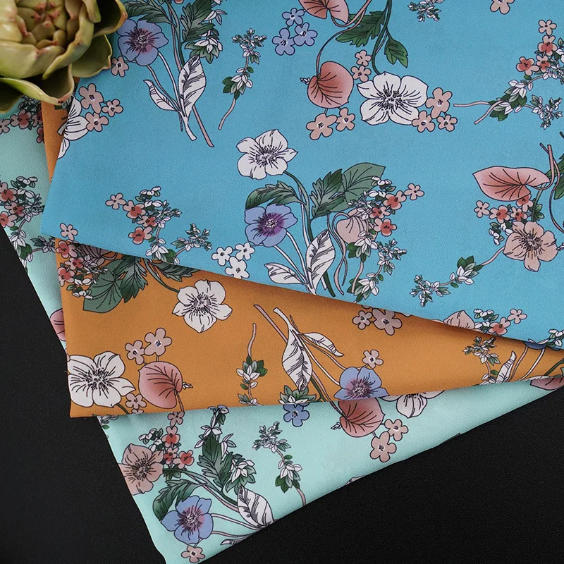 
100% Polyester Stretch Matte Satin Luxury Designers Fabric Digital Printed Fabrics 