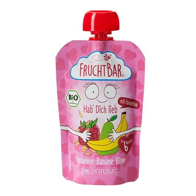 Fruchtbar Organic puree Raspberry-Banana-Pear fruit baby food porridge 100g