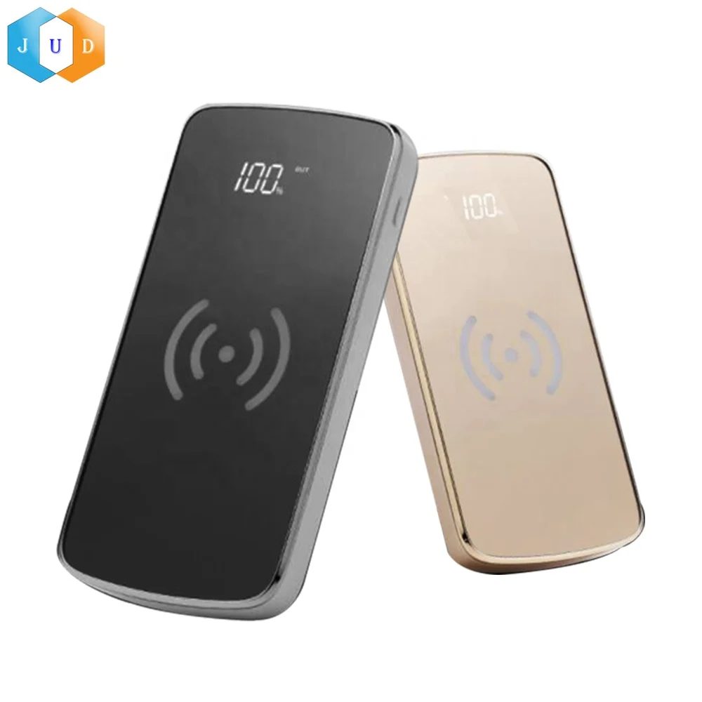 2022 Factory Price Fast Charge Mirror Surface LCD Wireless 10000mAh Power bank Portable, Type-C Wireless Mobile Power Bank