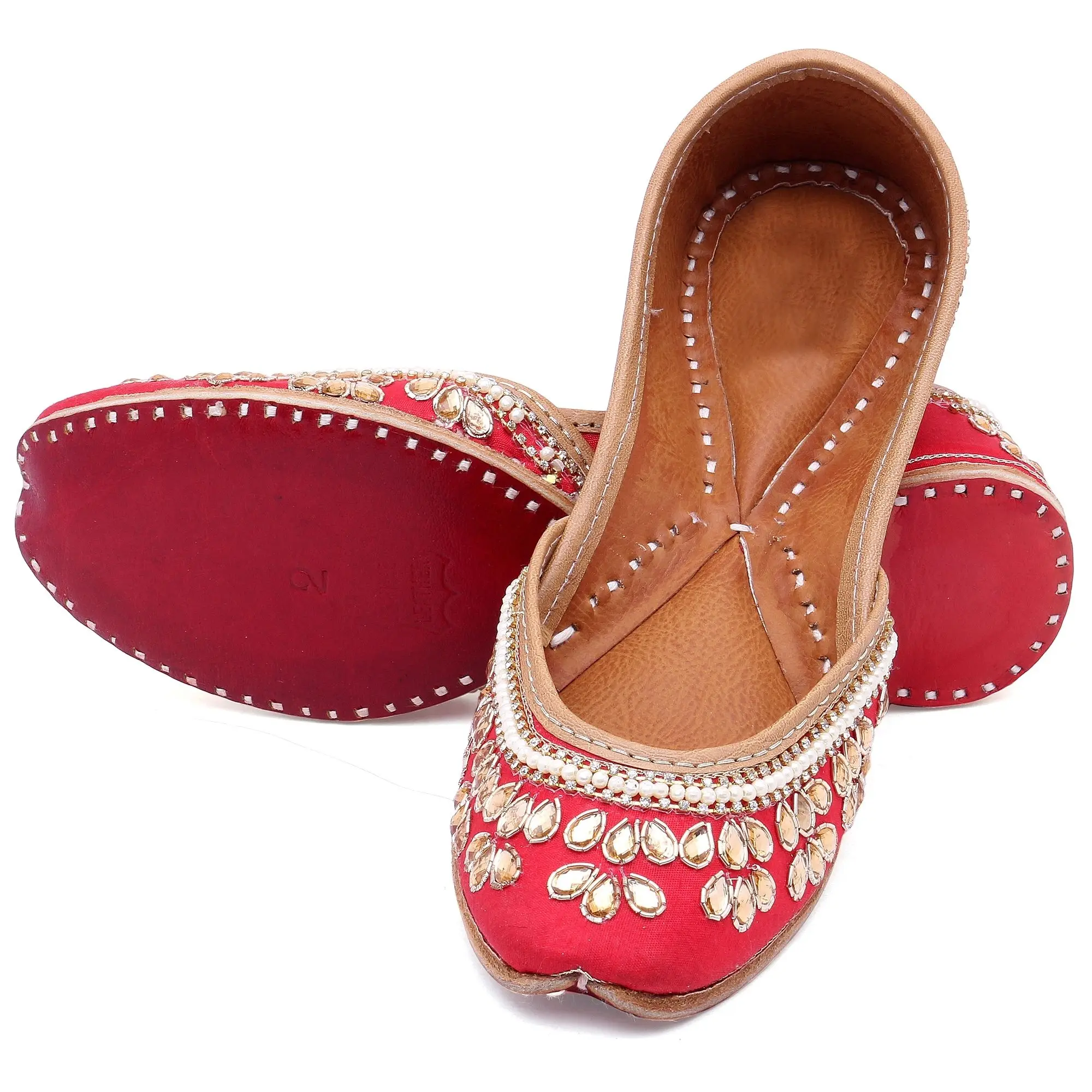 women khussa maroon beaded khussa