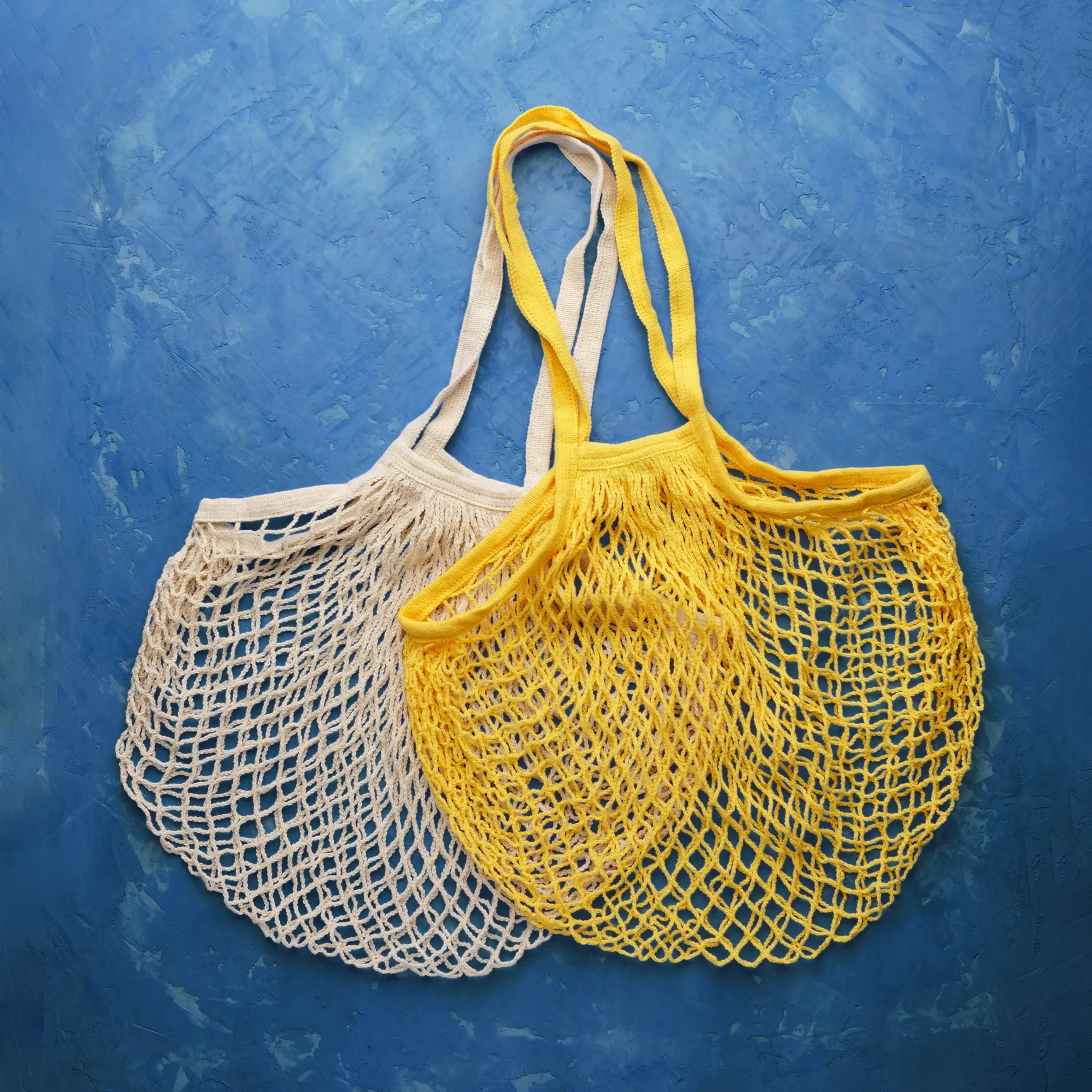 Tote Long Handle Eco-Friendly Reusable Multicolored Grocery Organic Cotton Mesh Shopping Bag for Fruit Women (30x40x40cm)