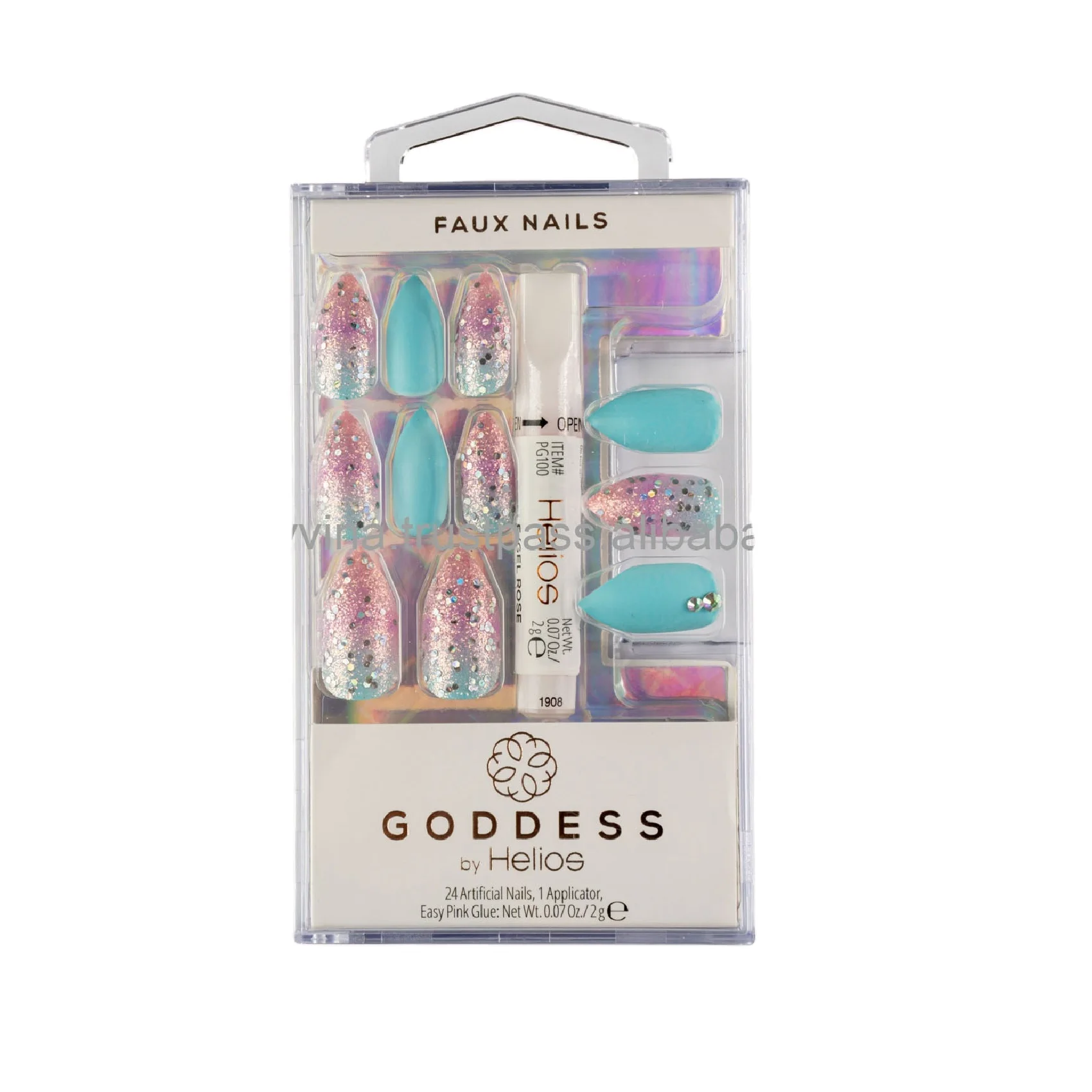 
Colorful Pastel Unique Fancy Rhinestones Luxury Glitter & Sequin Press On Nails Almond Tips INS Style False Nail 