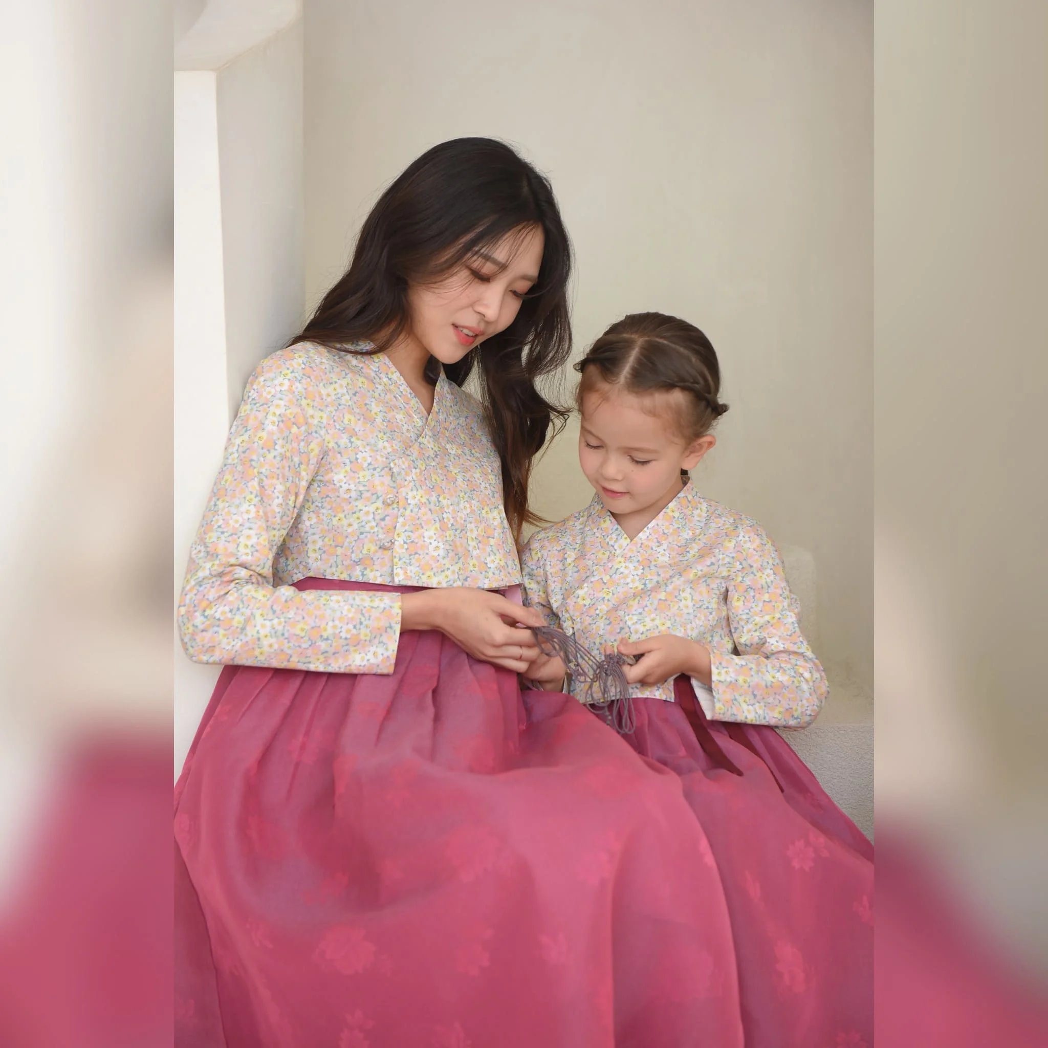 Girls Kids Korean Traditional New Hanbok Sunshine Blossom Jeogori & Sleeveless Dress Dresses