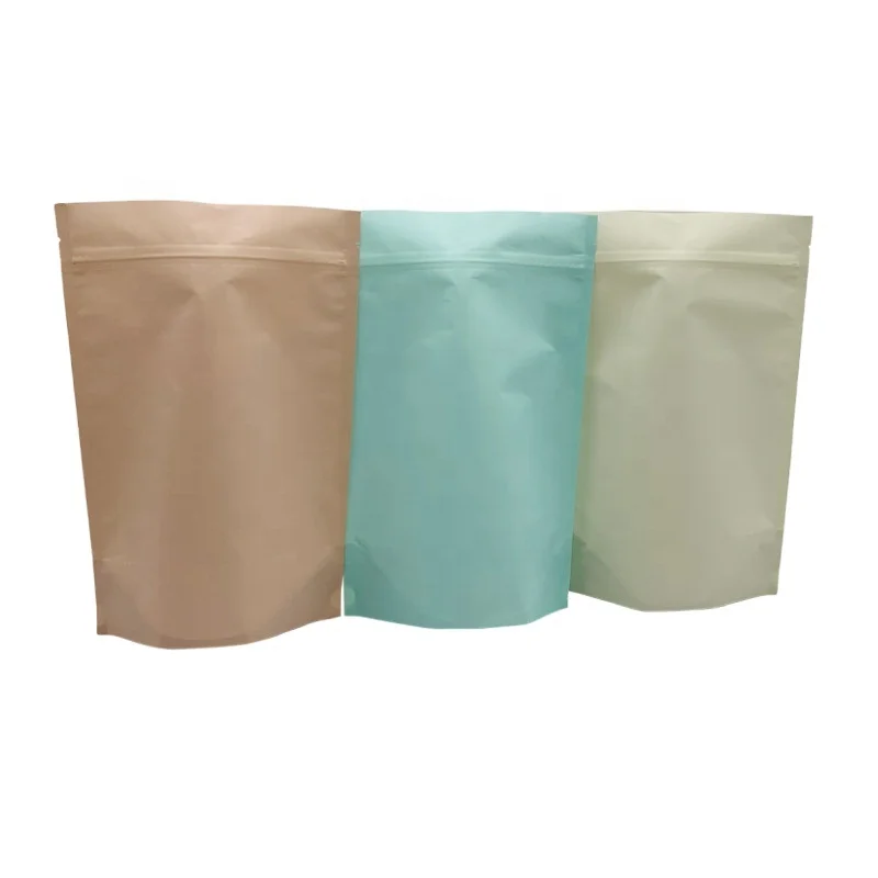 Custom Design Printed 100% biodegradable Compostable corn starch PLA Kraft paper ziplock bags stand up pouches with ziplock