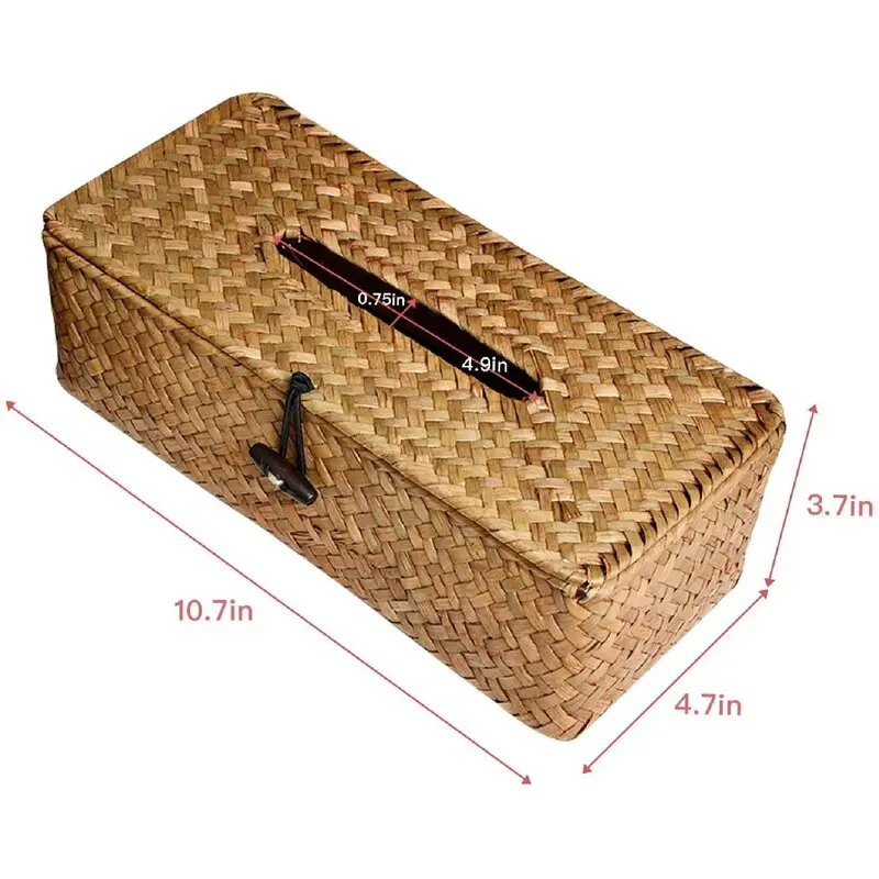 Hot Sale Natural Woven Seagrass Tissue Box Cover Storage Basket in Rattan/Wicker Jennie +84 909 801 508