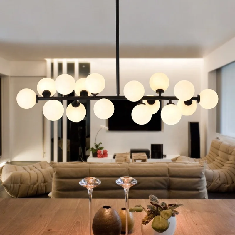 Nordic modern art living room lamp European creative personality dining room living room glass chandelier