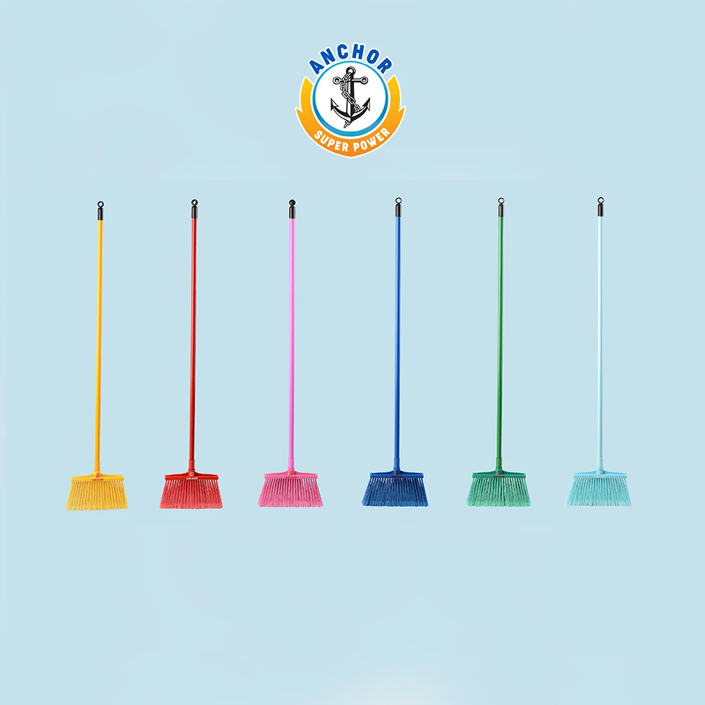 Anchor Floor Sweeper With Long Steel Handle For Wet Floor and Outdoor Cleaning Medium Size Bristles