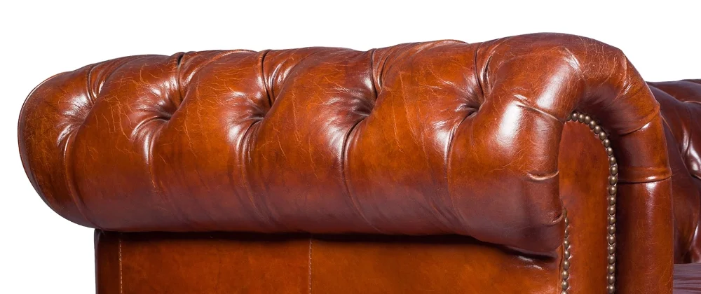 THREE SEAT CHESTERFIELD SOFA 888, REAL LEATHER LIVING ROOM SOFA SET