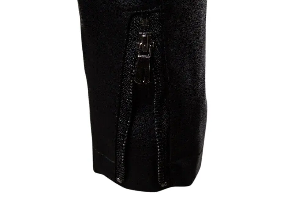 Customized High Quality Ladies black PU leather long coat biker jacket long sleeves coats ladies