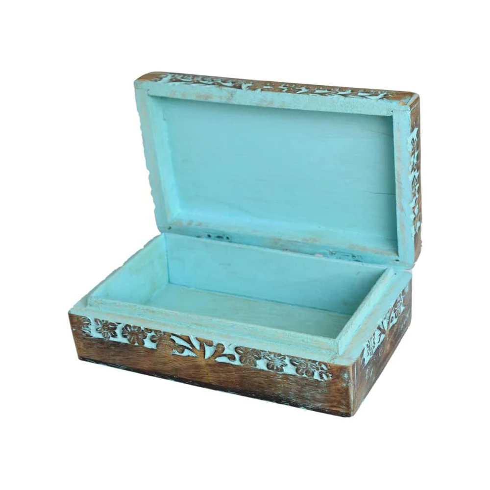 Antique wooden jewel box with tree of life design hand carved Wooden storage box Keepsake Wood Box Exporters India